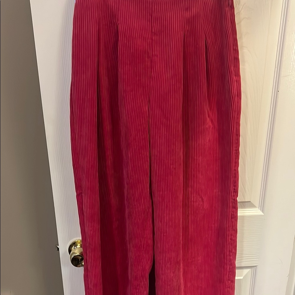 Prologue Pink Wide Leg corduroy pleaded pants
